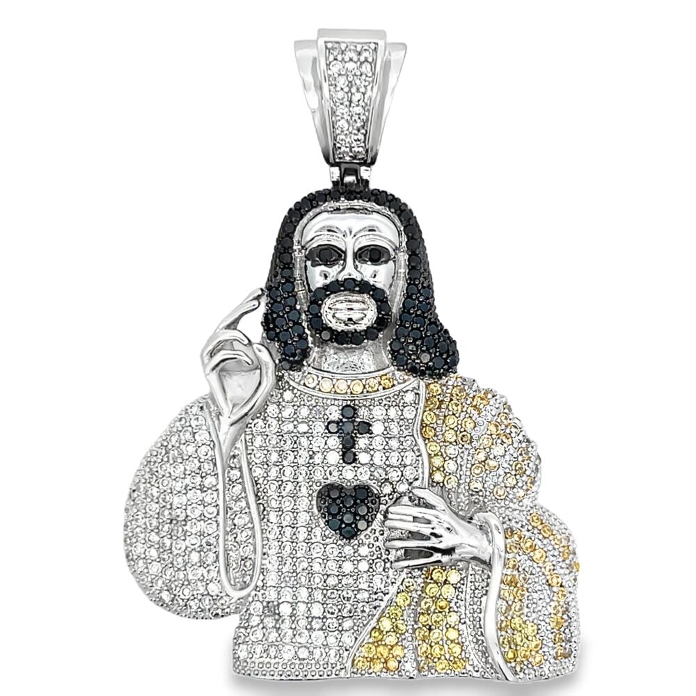3 Color Jesus Bust #2 CZ Iced Out Pendant