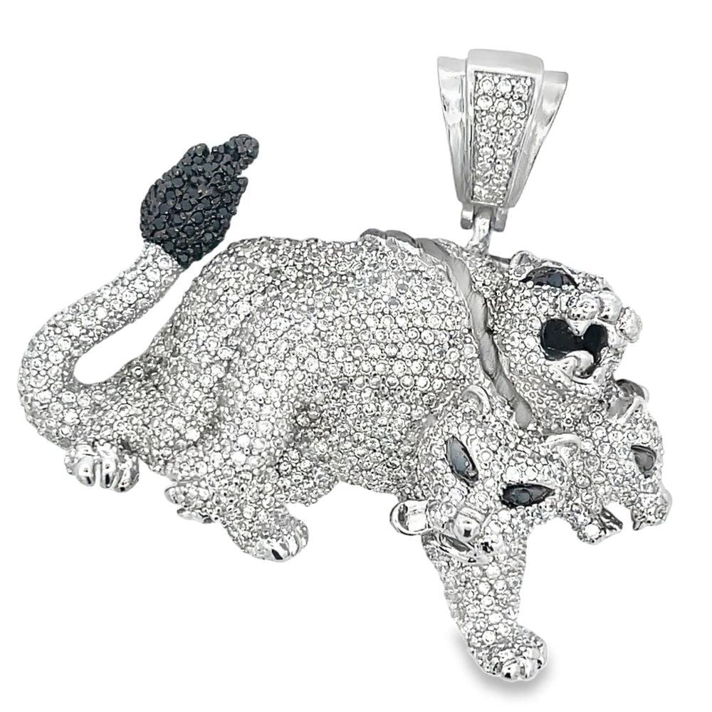 3 Headed Beast CZ Iced Out Pendant