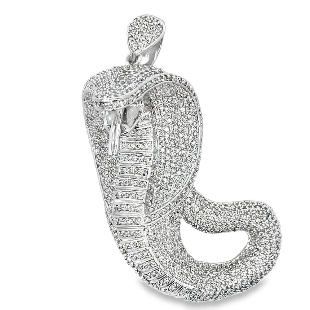 3D Cobra Snake CZ Iced Out Pendant