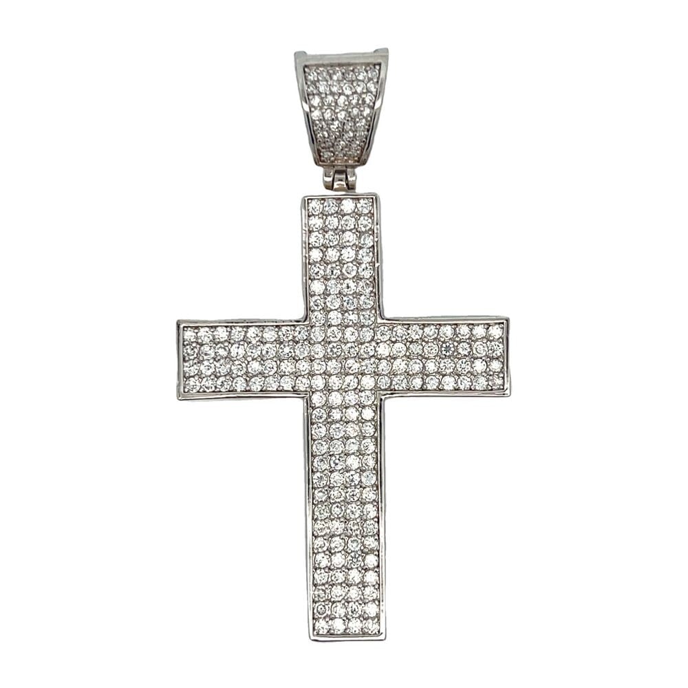 4 Rows CZ Cross Iced Out Pendant
