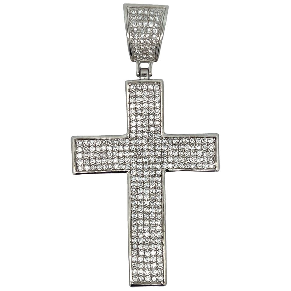 5 Row CZ Cross Iced Out Pendant
