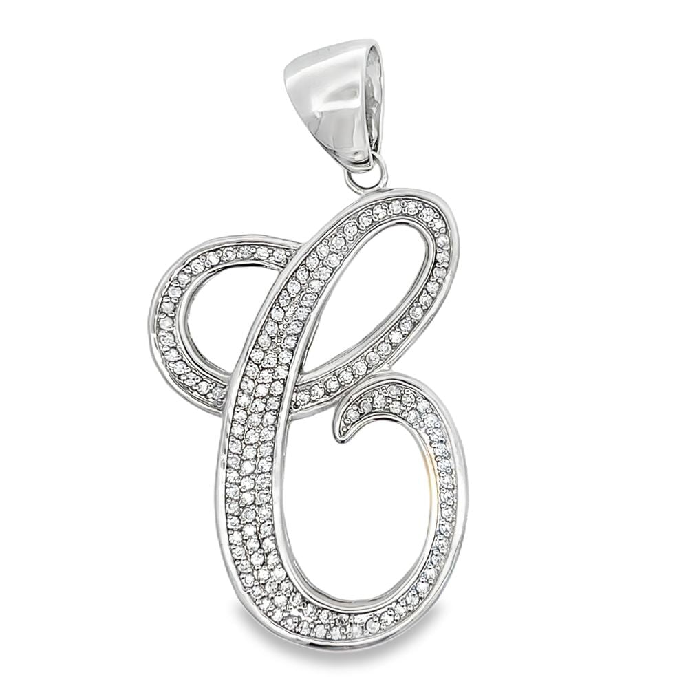 C Cursive CZ Iced Out Pendant
