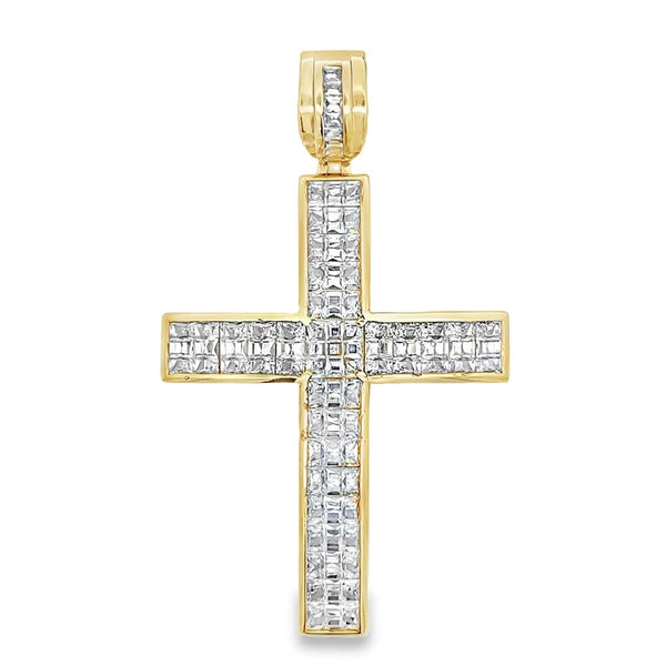 Clean Princess Cut Cross CZ Iced Out Pendant HipHopBling