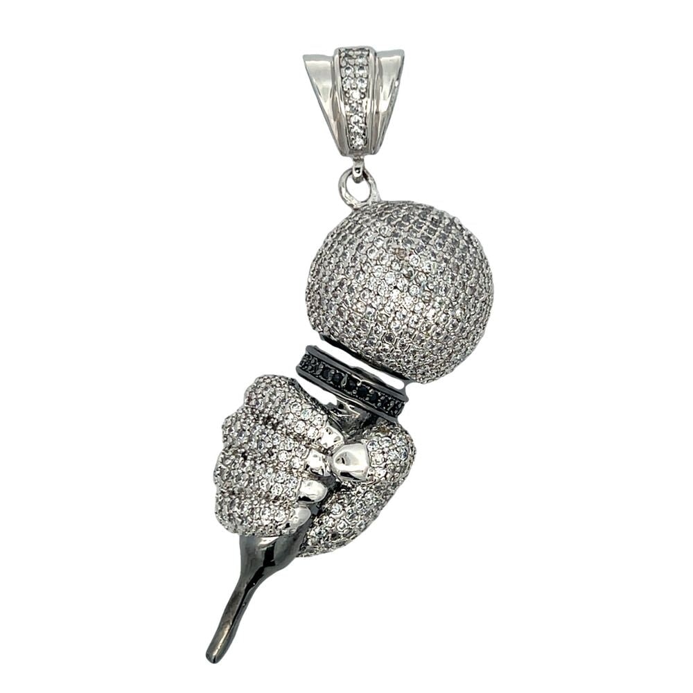 Hip Hop Microphone CZ Iced Out Pendant