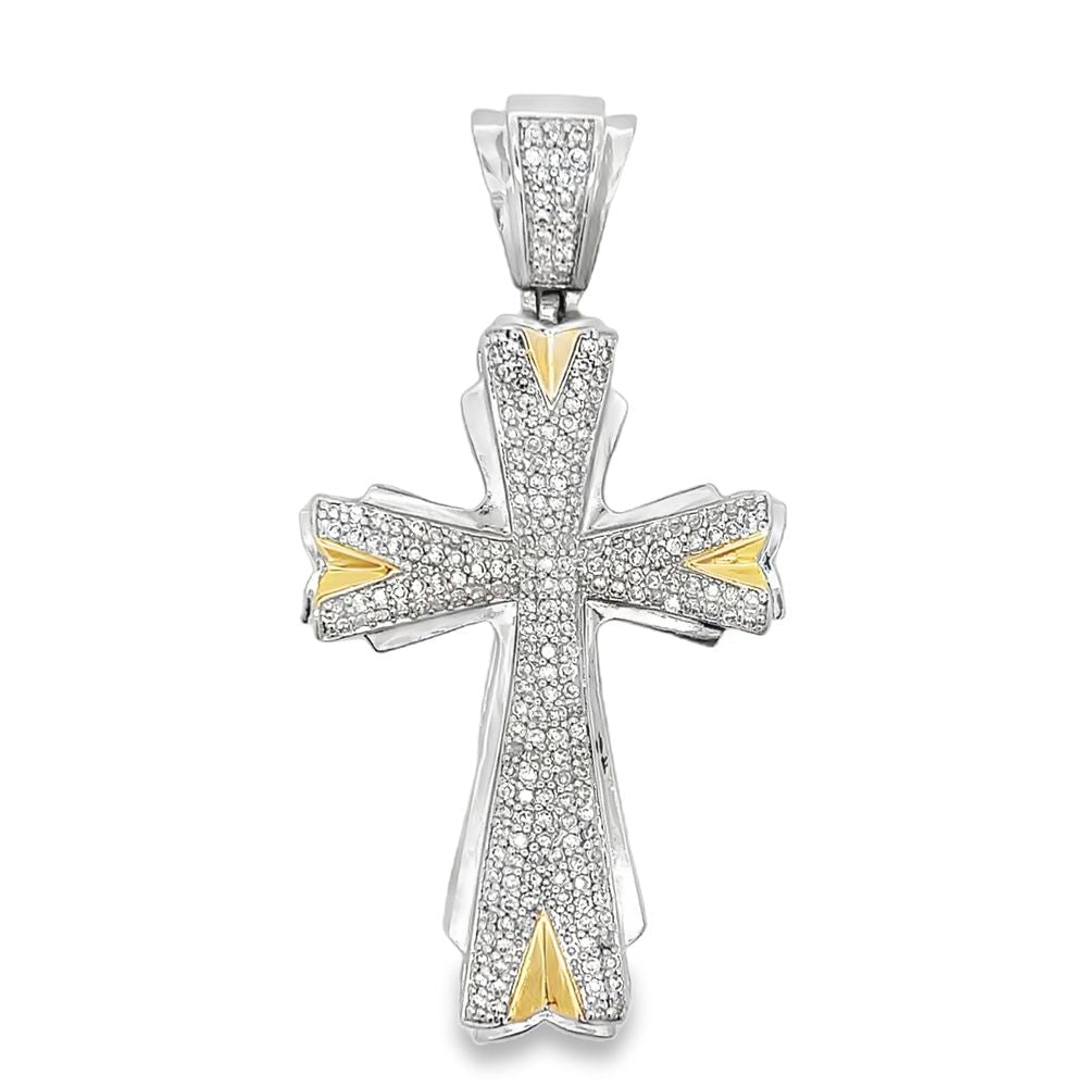 Rhodium Bling Bling CZ Cross Iced Out Pendant