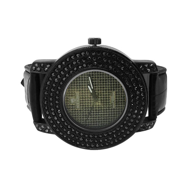 All Black Triple Bling Bezel Hip Hop Watch