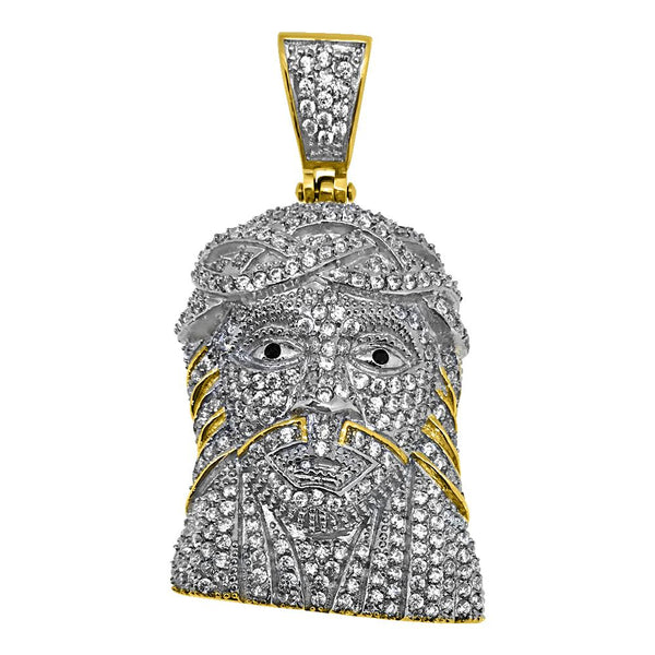 Fully Iced Out Gold Stainless Steel Medium Jesus Piece