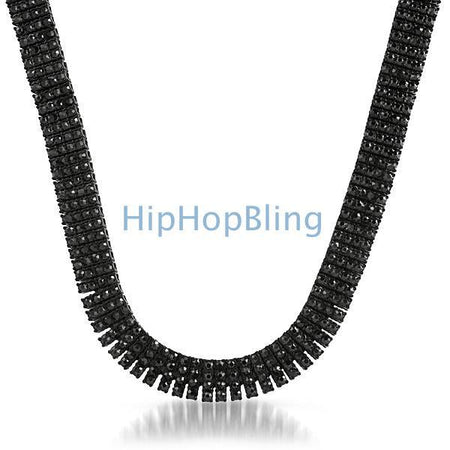 2 Row Black Iced Out Bling Bling Chain