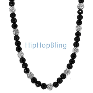 23 Disco Ball Black & White Bling Necklace