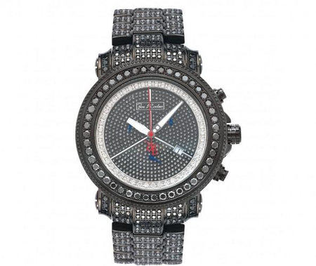 Black White Ice Bezel 3 Row Red Dial Band Watch