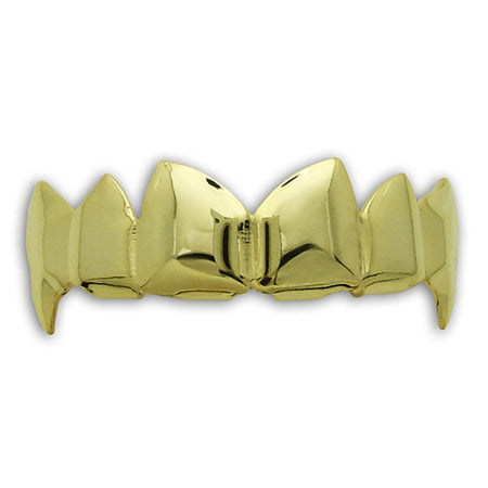 Vampire Fang Double Bling Gold Grillz Top