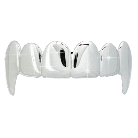 Heart Teeth Silver Grillz Top Bottom Set