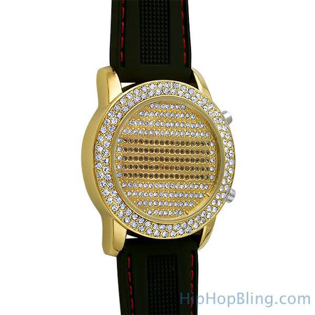 6 Row Cone Black Bling Bling Watch 6 Row Band