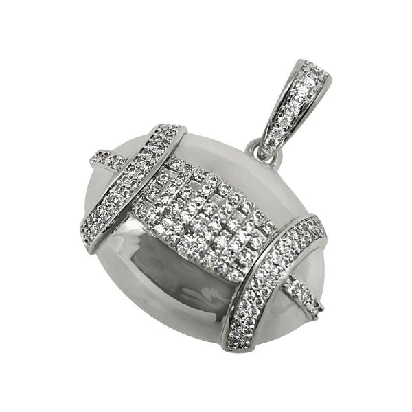 Football Sports CZ Rhodium Bling Bling Pendant