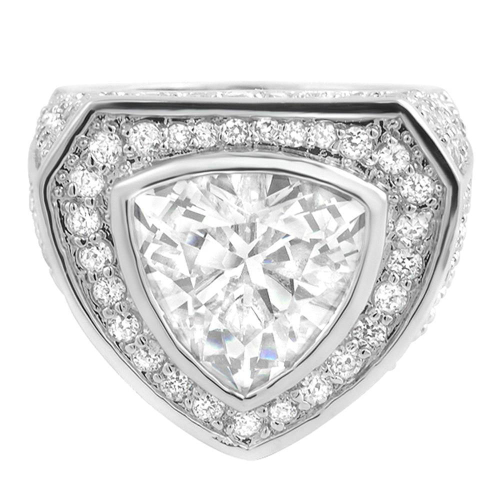 .925 Sterling Silver Trillion CZ Bling Bling Ring