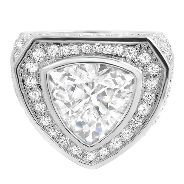 .925 Sterling Silver Trillion CZ Bling Bling Ring