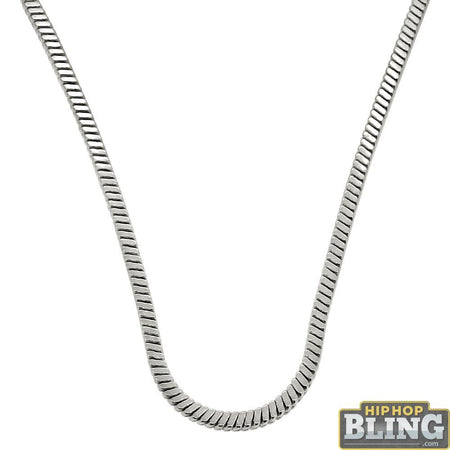 2 Row Rhodium Iced Out Bling Bling Chain