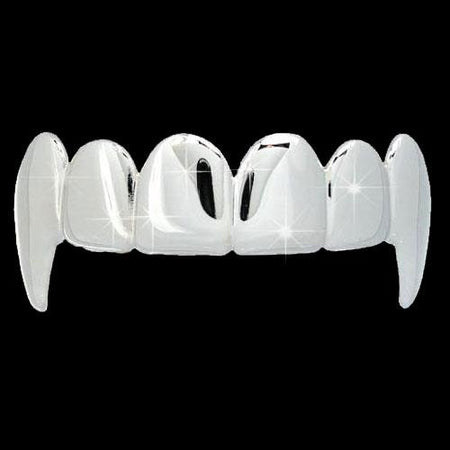 Heart Teeth Silver Grillz Top Bottom Set