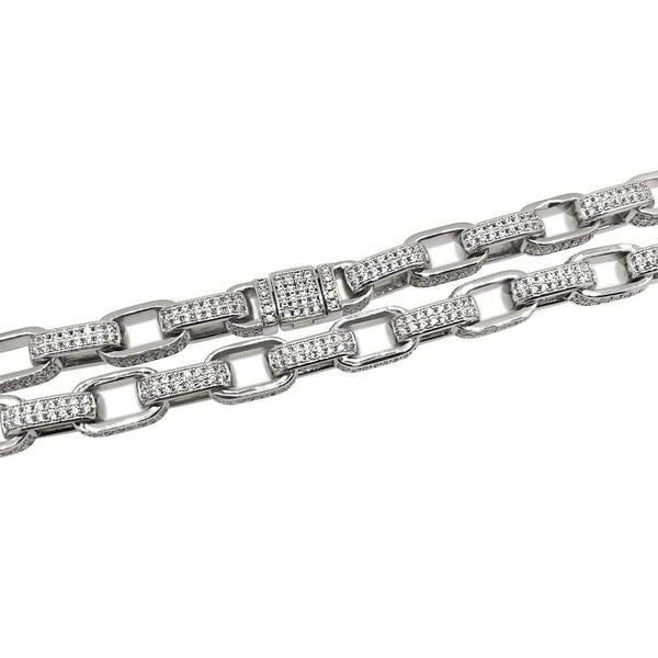 3D Box Link Rhodium Hip Hop CZ Bling Bling Chain