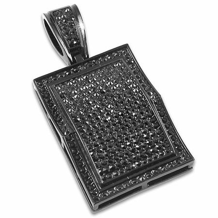 Double Decker CZ Cross Black Micro Pave Pendant