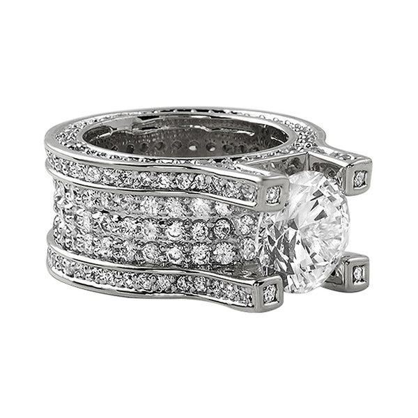 Baller Solitaire Eternity Rhodium Bling Iced Ring