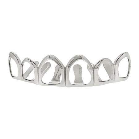 Heart Teeth Silver Grillz Top Bottom Set