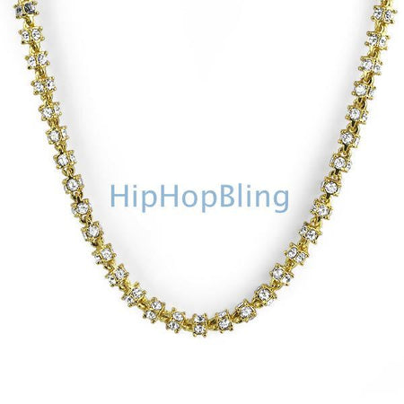 Black & White Segmented Gold Bling Bling Chain