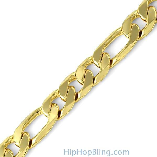 12MM Figaro Gold Plated Bracelet