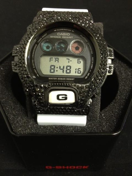 Black Iced Out G Shock Red Watch DW6900