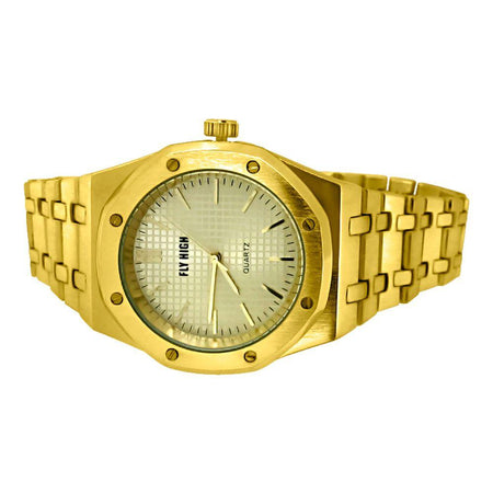 Rose Gold Brushed Octagon Bezel Watch