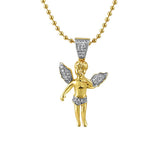 Gold Angel Micro Iced Out Gold Pendant