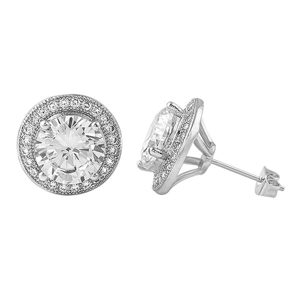 XL Halo Solitaire Blingbling CZ Earrings