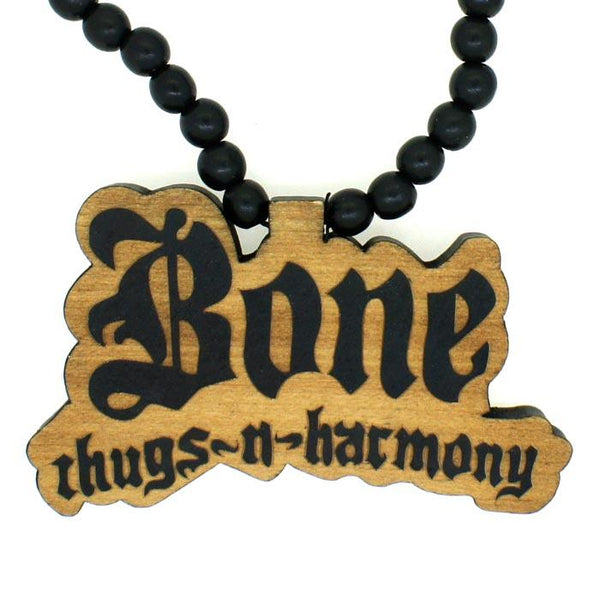 Bone Thugs N Harmony Wooden Pendant & Chain Black
