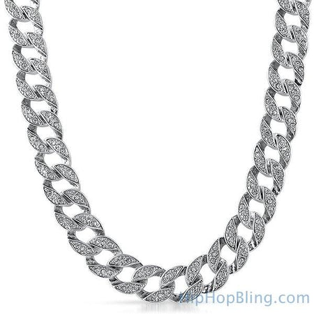 2 Row Rhodium Iced Out Bling Bling Chain