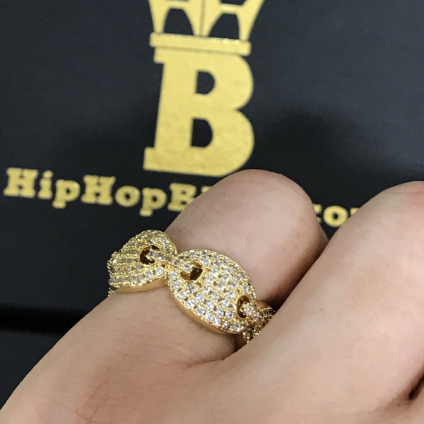 .925 Sterling Silver Marine Link Eternity Band CZ Bling Bling Ring