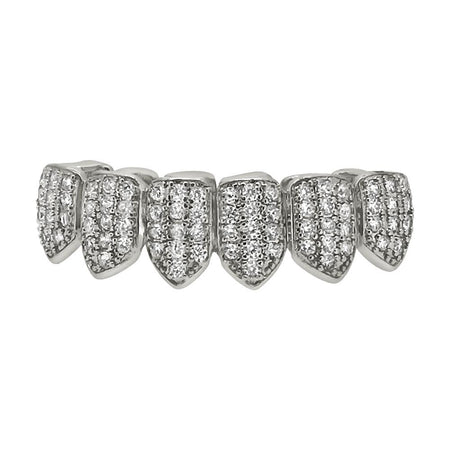 Heart Teeth Silver Grillz Top Bottom Set