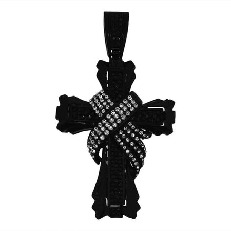 Black Diamond CZ Cross Tapered Bling Bling Pendant