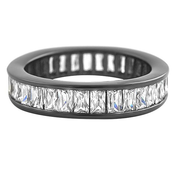 Baguette Eternity White CZ Diamond Ring Black