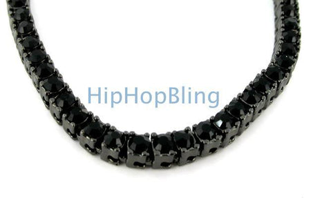 .925 Silver Black CZ 3MM Bling Bling Tennis Chain