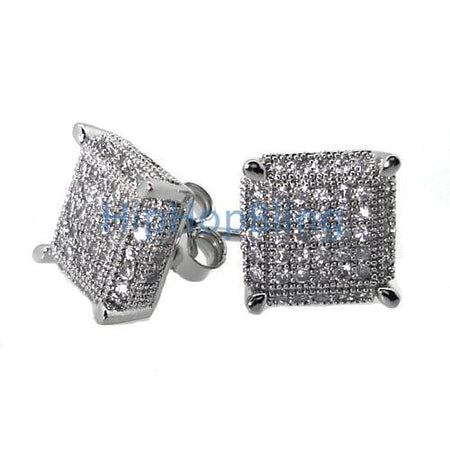 Lemonade 3D Kite Bling Bling CZ Ice Earrings