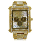 Custom Rectangle Gold Bling Bling Watch