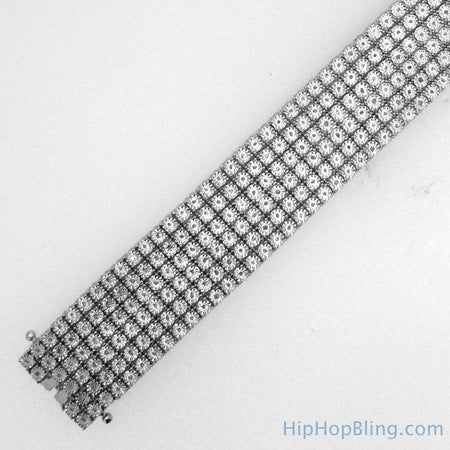 4 Row Bling Bling Iced Out Bracelet Silver * Premium *