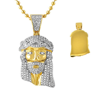 Rose Gold Cuban Crown Micro Jesus Pendant