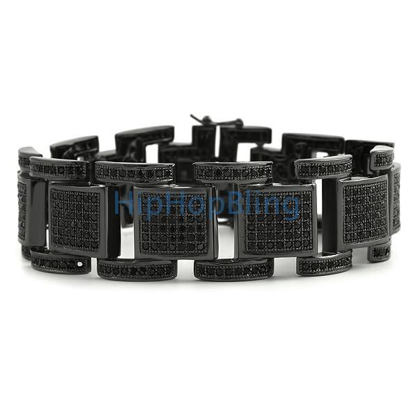 Black Chunky Ice CZ Bling Bling Bracelet