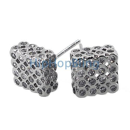 Lemonade 3D Kite Bling Bling CZ Ice Earrings