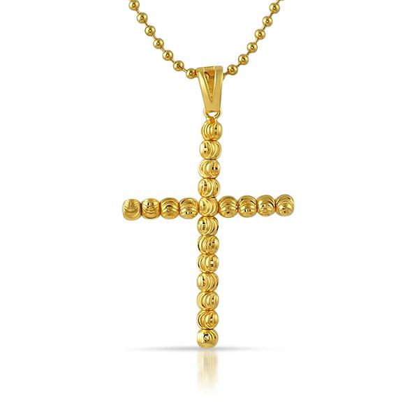 Gold .925 Sterling Silver Moon Cut Cross 4MM