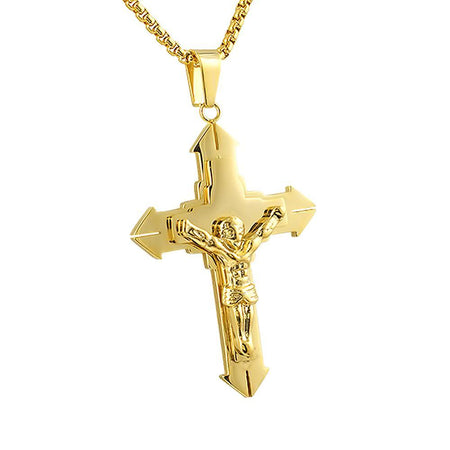 Rose Gold Cuban Crown Micro Jesus Pendant