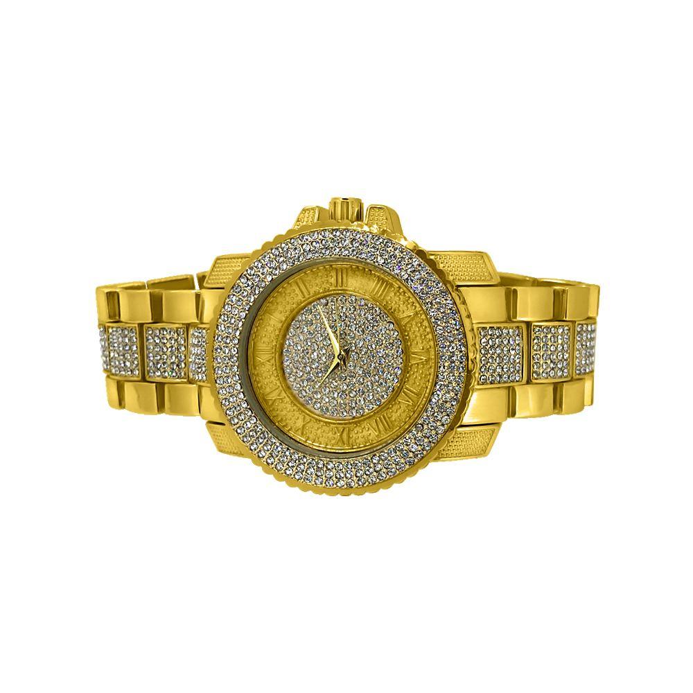 Bling Bling Gold Hip Hop Watch Bracelet Set