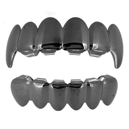 Heart Teeth Silver Grillz Top Bottom Set