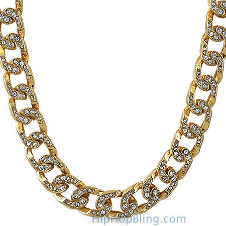 Black & White Segmented Gold Bling Bling Chain